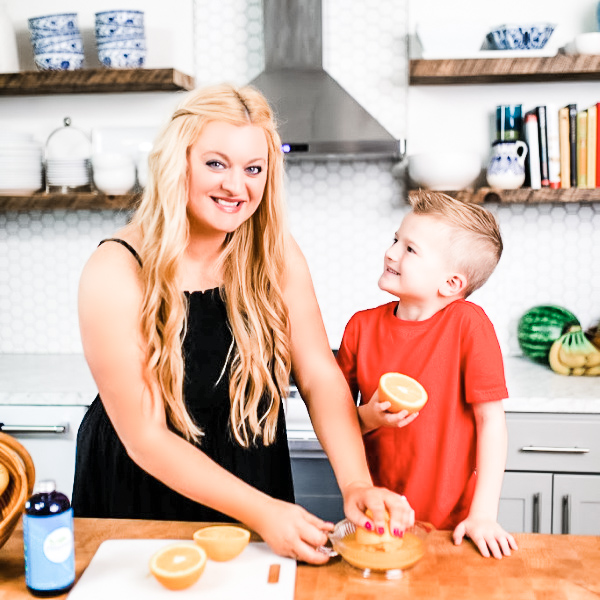 Mom and boy in kitchen